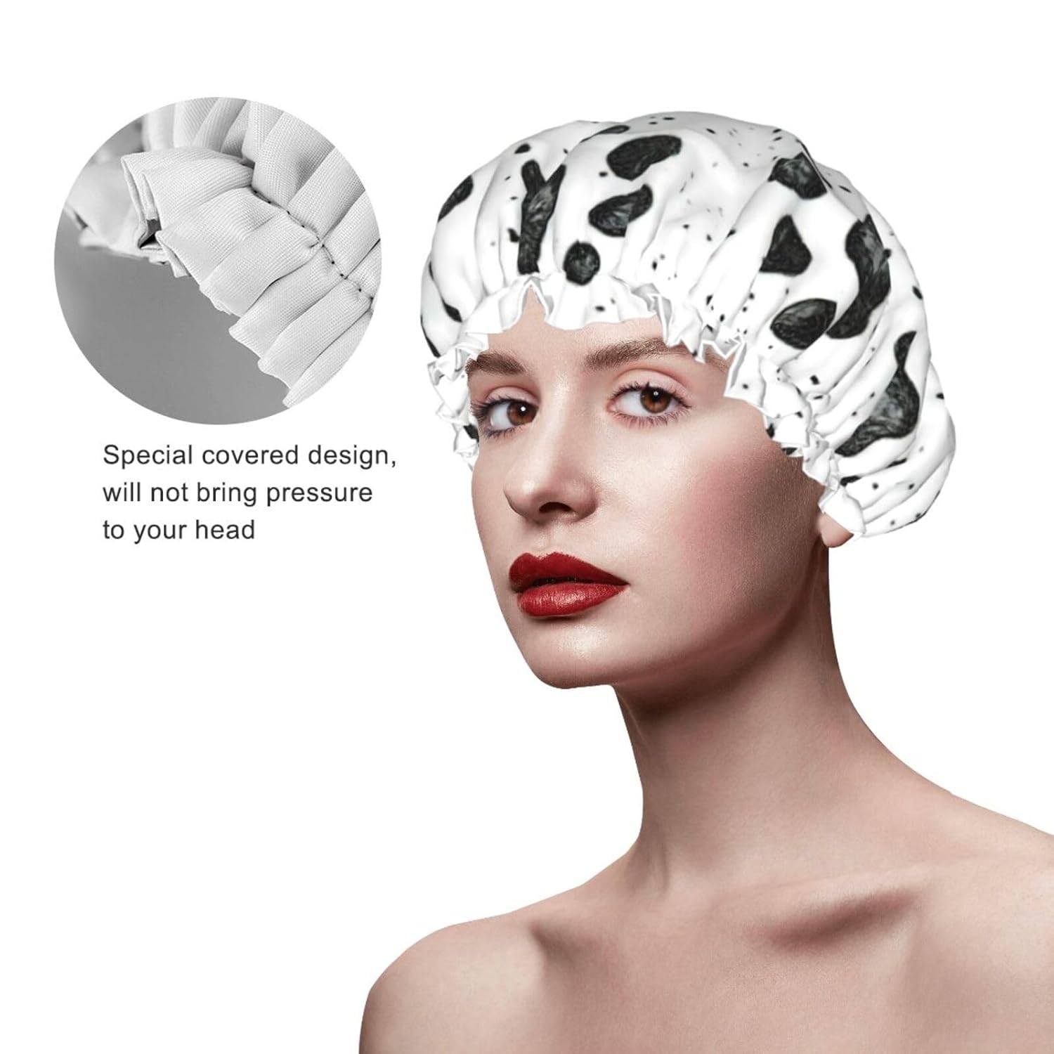 WURTON Gorro de ducha con estampado de patas de perro, suave, reutilizable, doble capa impermeable, gorro de baño para mujer, transpirable,