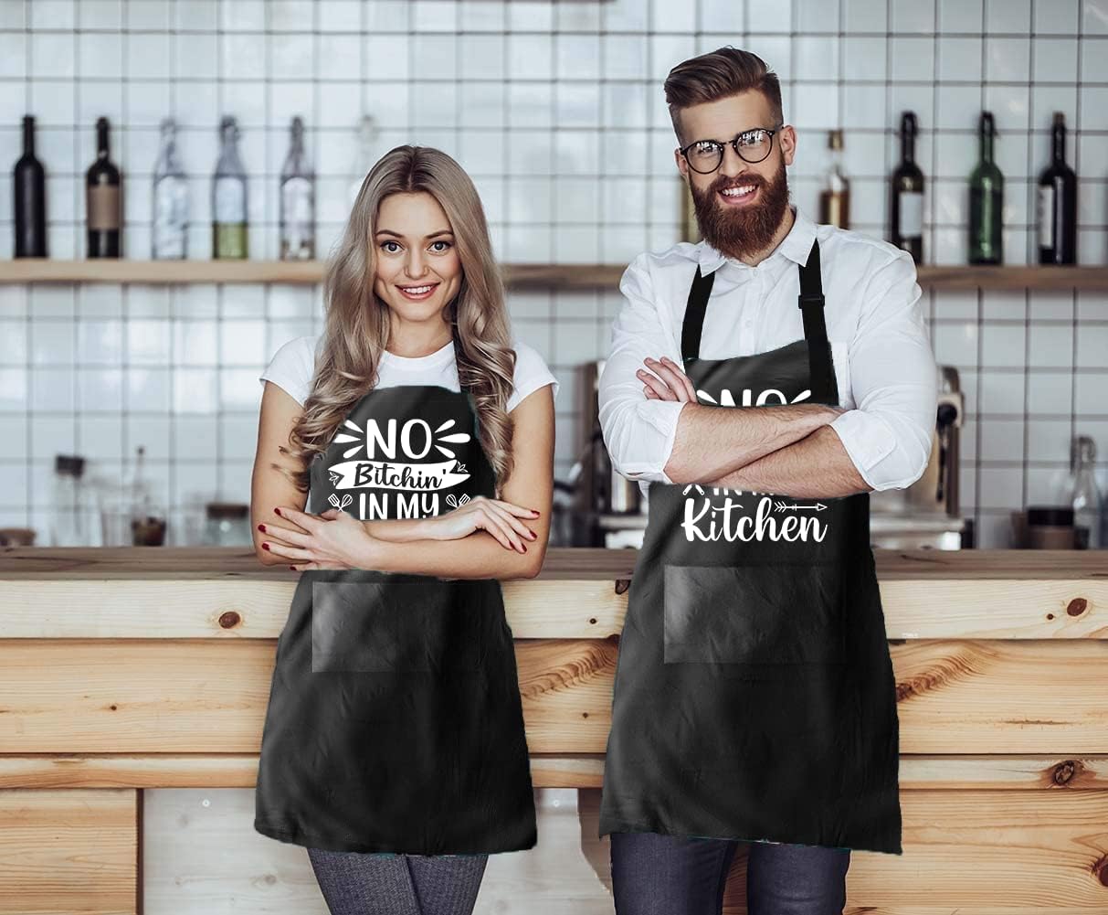 BAIJEN Delantales para mujer con bolsillos  28 x 33 pulgadas  Para cocinar, hornear, cocina, chef, delantal para hombre