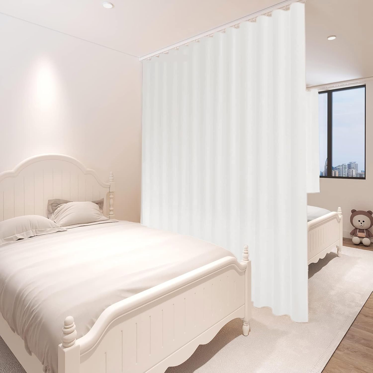 Cortinas divisoras de habitación, cortina de privacidad totalmente opacas, panel de cortina de privacidad con aislamiento térmico para habitación,