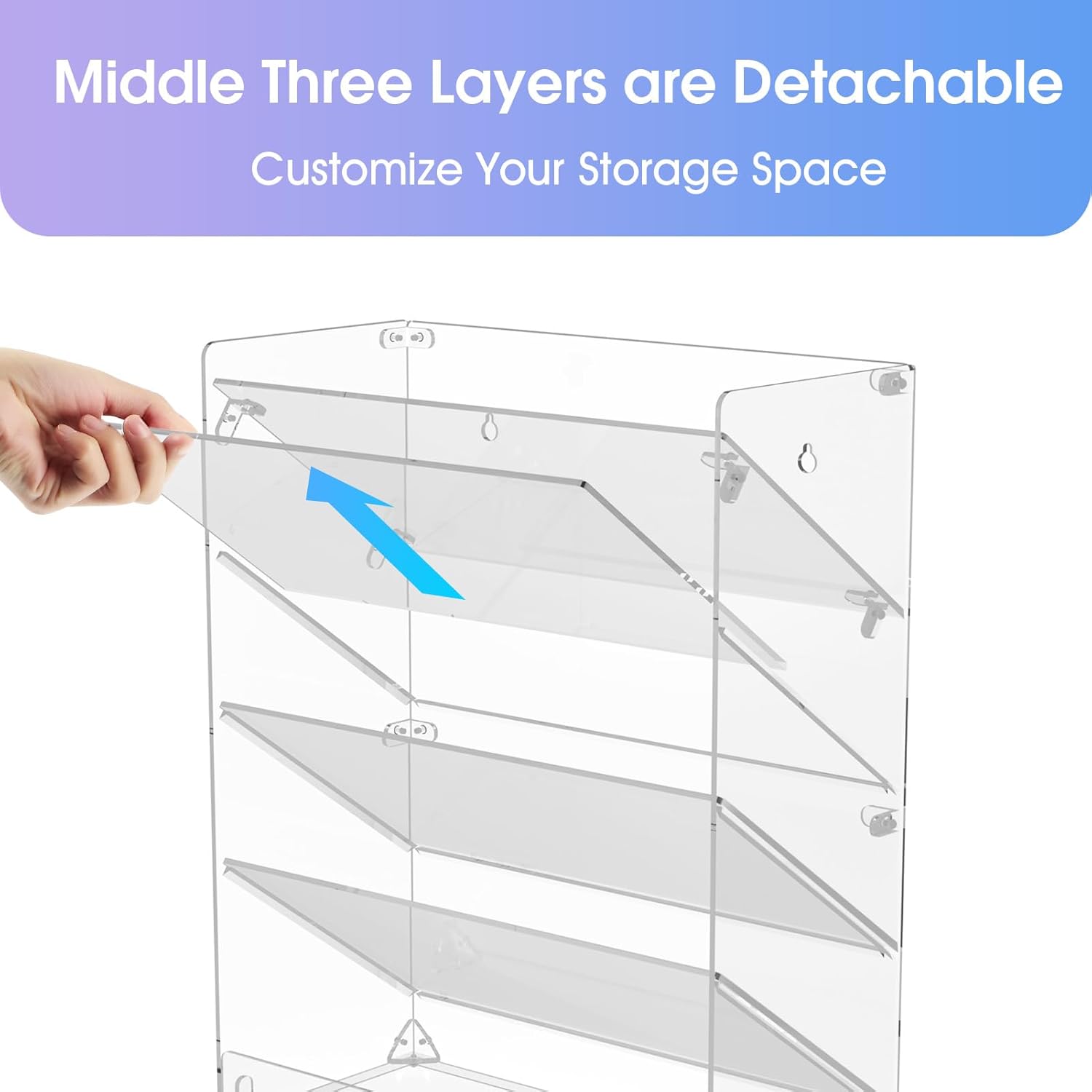MaxGear Organizador de archivos de pared colgante, soporte de archivo de pared de acrílico transparente de 5 niveles, organizador vertical de correo