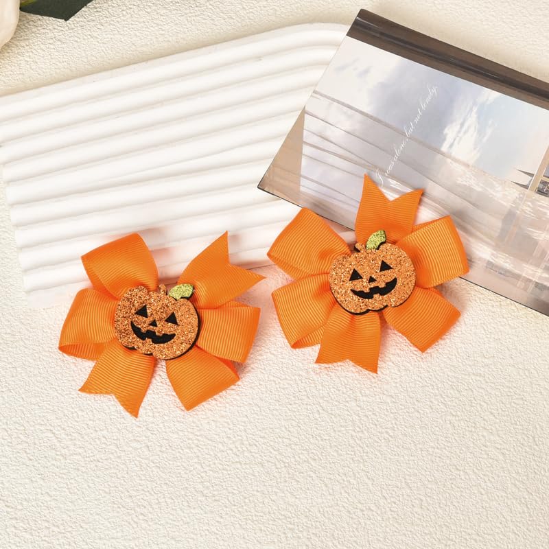 Lazos para el pelo de Halloween, pinzas para el pelo de calabaza para niñas, lindos pasadores de Halloween para niñas pequeñas, clip de pelo con