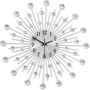 DOFIMPORT Reloj de pared grande, reloj de pared extragrande, decoración de pared para sala de estar, reloj de pared de cristal plateado de 22 DOFIMPORT Reloj de pared grande, reloj de pared extragrande, decoración de pared para sala de estar, reloj de pared de cristal plateado de 22