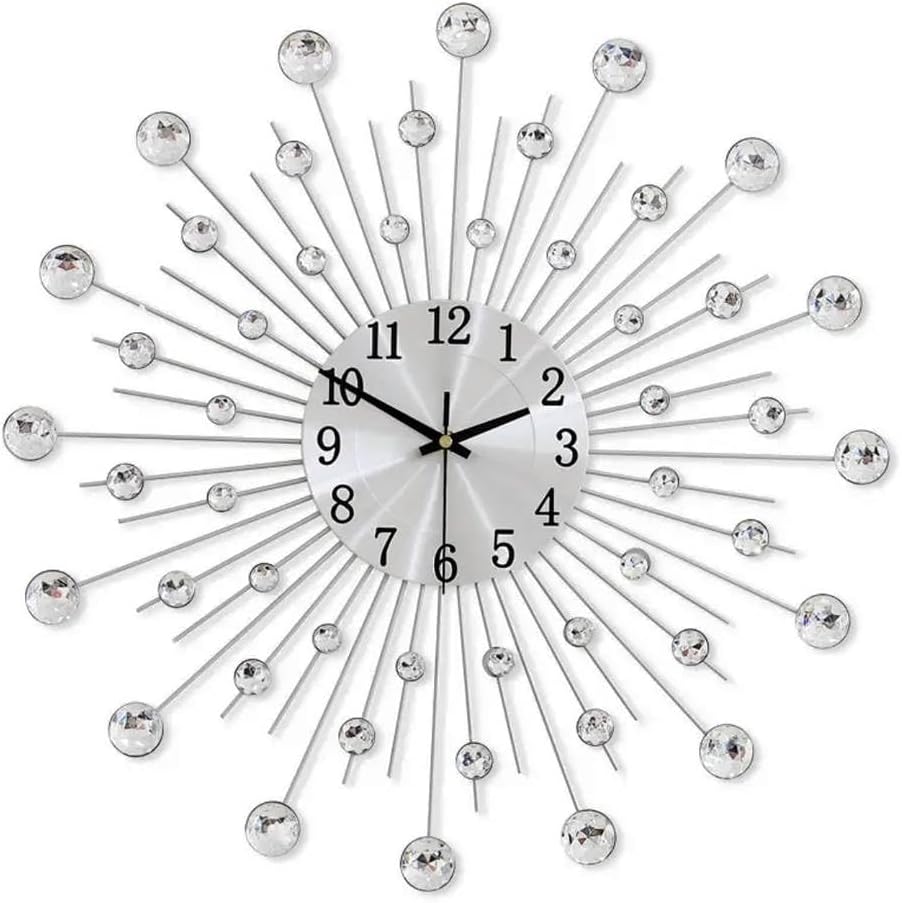 DOFIMPORT Reloj de pared grande, reloj de pared extragrande, decoración de pared para sala de estar, reloj de pared de cristal plateado de 22