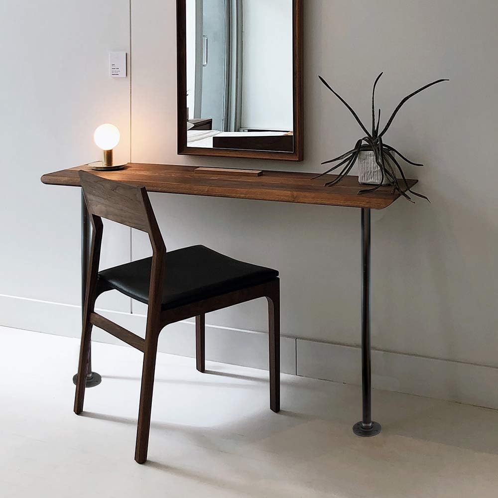 GeilSpace Patas de mesa de tubo gris industrial de 12 pulgadas, tubos de metal y bridas para mesas y muebles vintage personalizados, patas de
