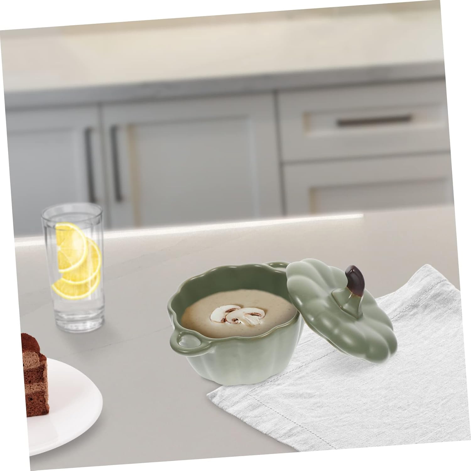 DOITOOL Cuencos de postre de calabaza, platos de cerámica, recipientes para aperitivos, cazuela con tapa, tazones de azúcar, tazón de ramen, cuenco