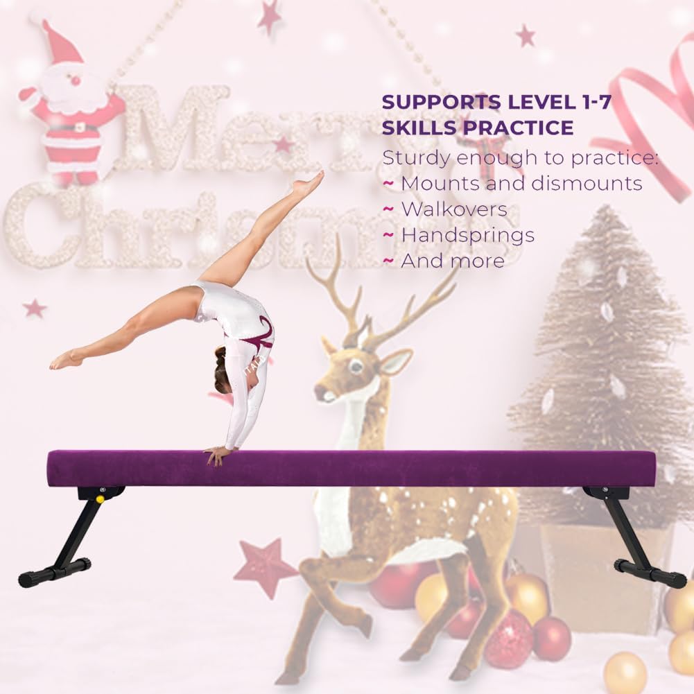 Viga de equilibrio de gimnasia ajustable y plegable de 6 pies, equipo de gimnasio en casa, fácil montaje y almacenamiento, no requiere herramientas,