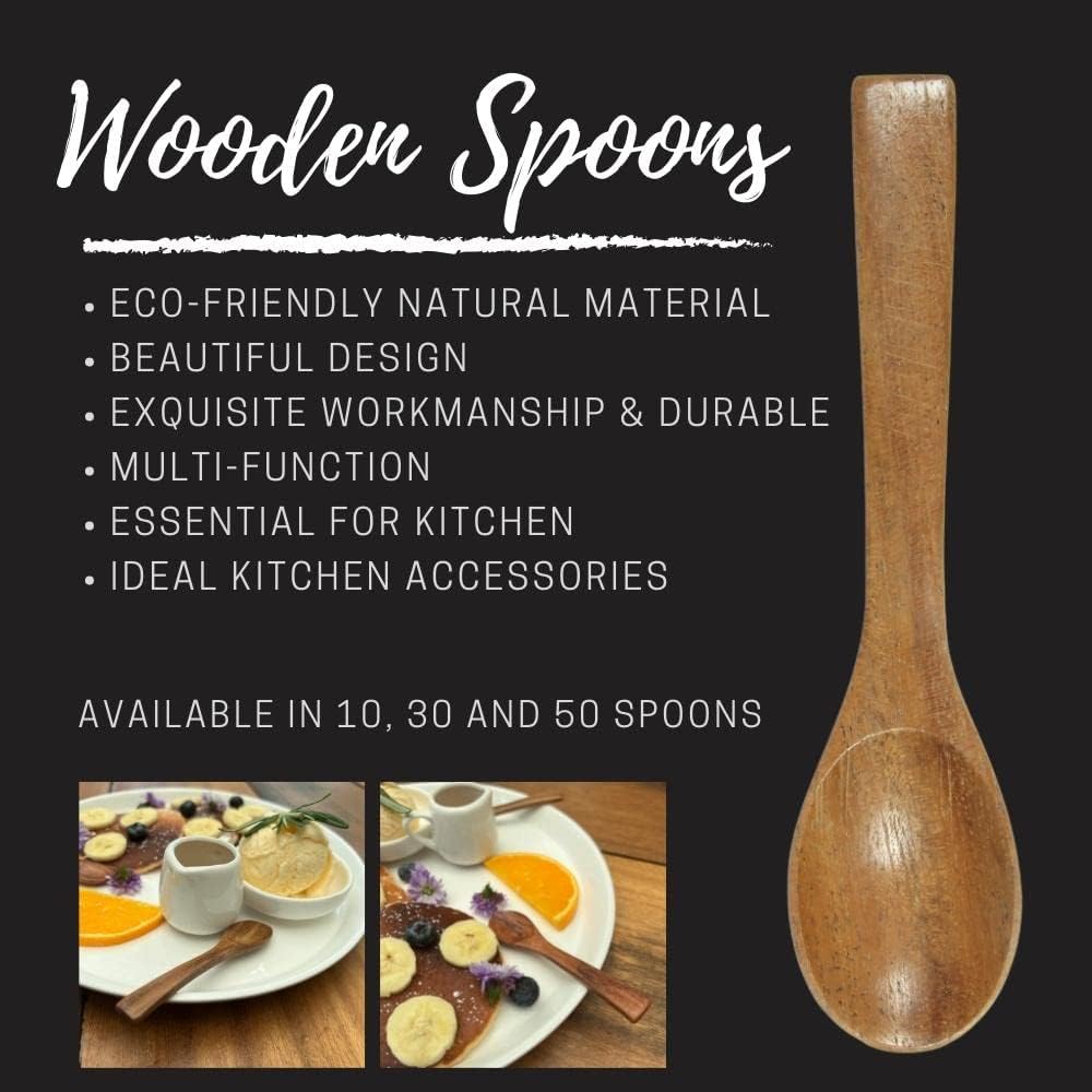 NUTTA – Cucharas pequeñas de madera para cocinar, condimentos de miel, pimienta, azúcar, sal, té, café, helado (10 piezas)