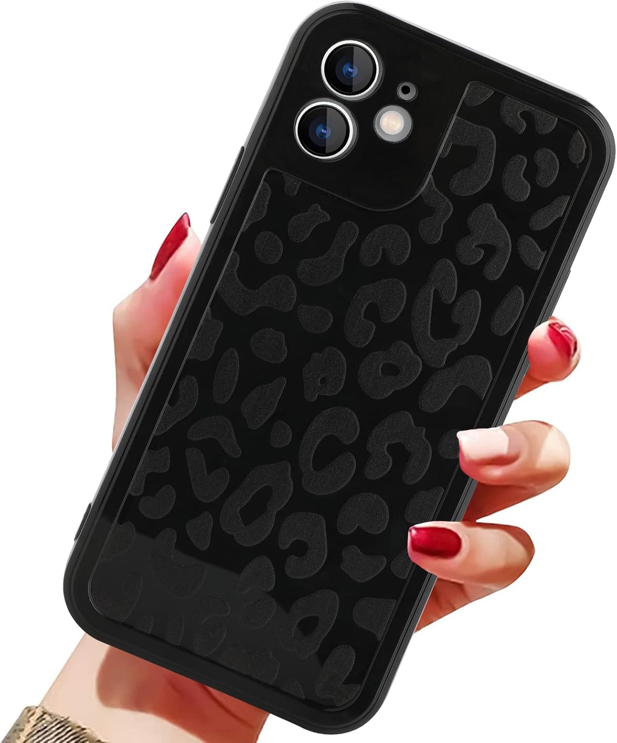 SAKUULO Funda compatible con iPhone 11, diseño de leopardo negro, funda suave para teléfono, a prueba de golpes, funda protectora completa de la
