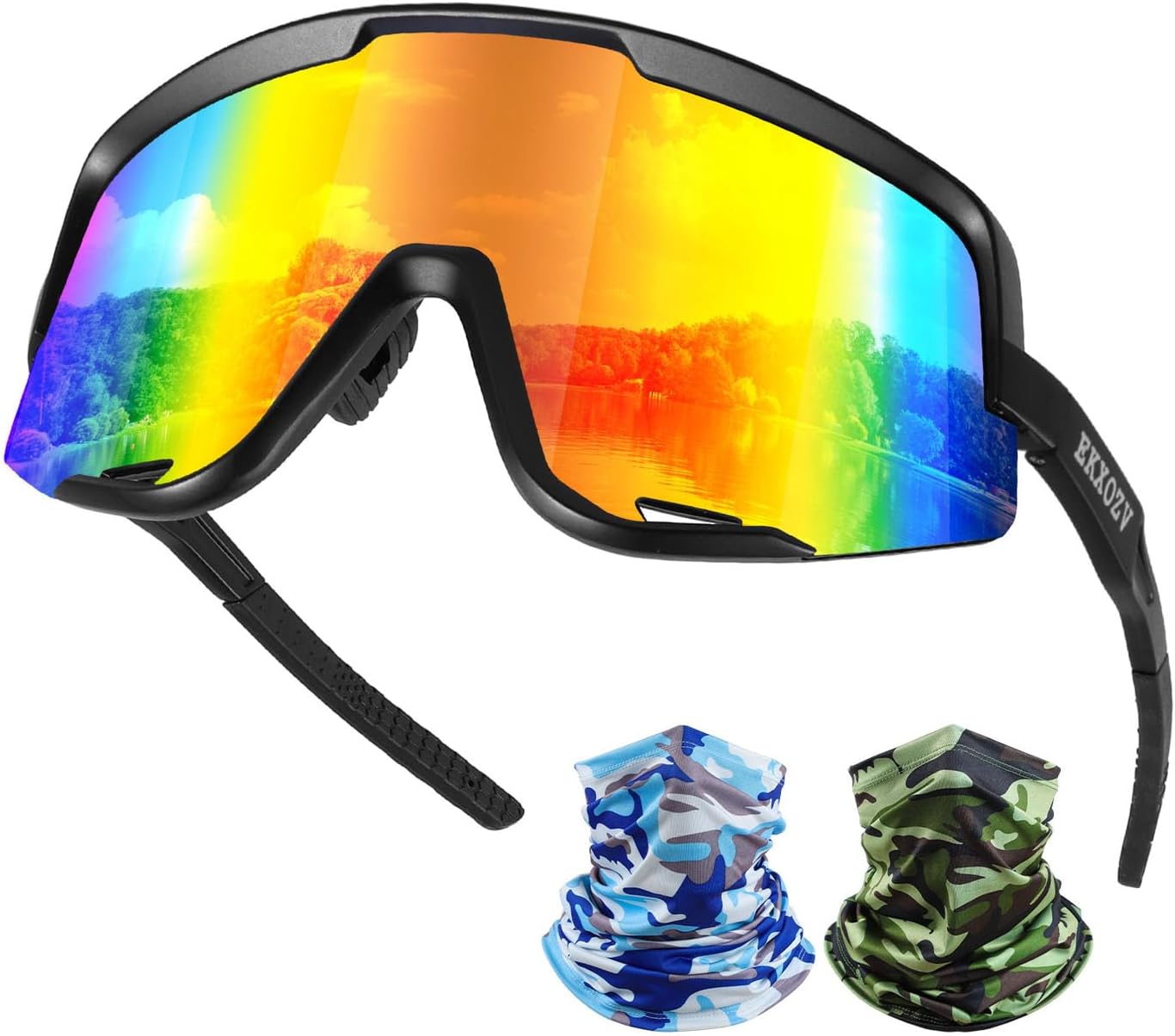 EKXOZV Gafas de sol deportivas polarizadas, con 2 máscaras de cuello, protección para ciclismo, correr, golf, para niños, mujeres y hombres.