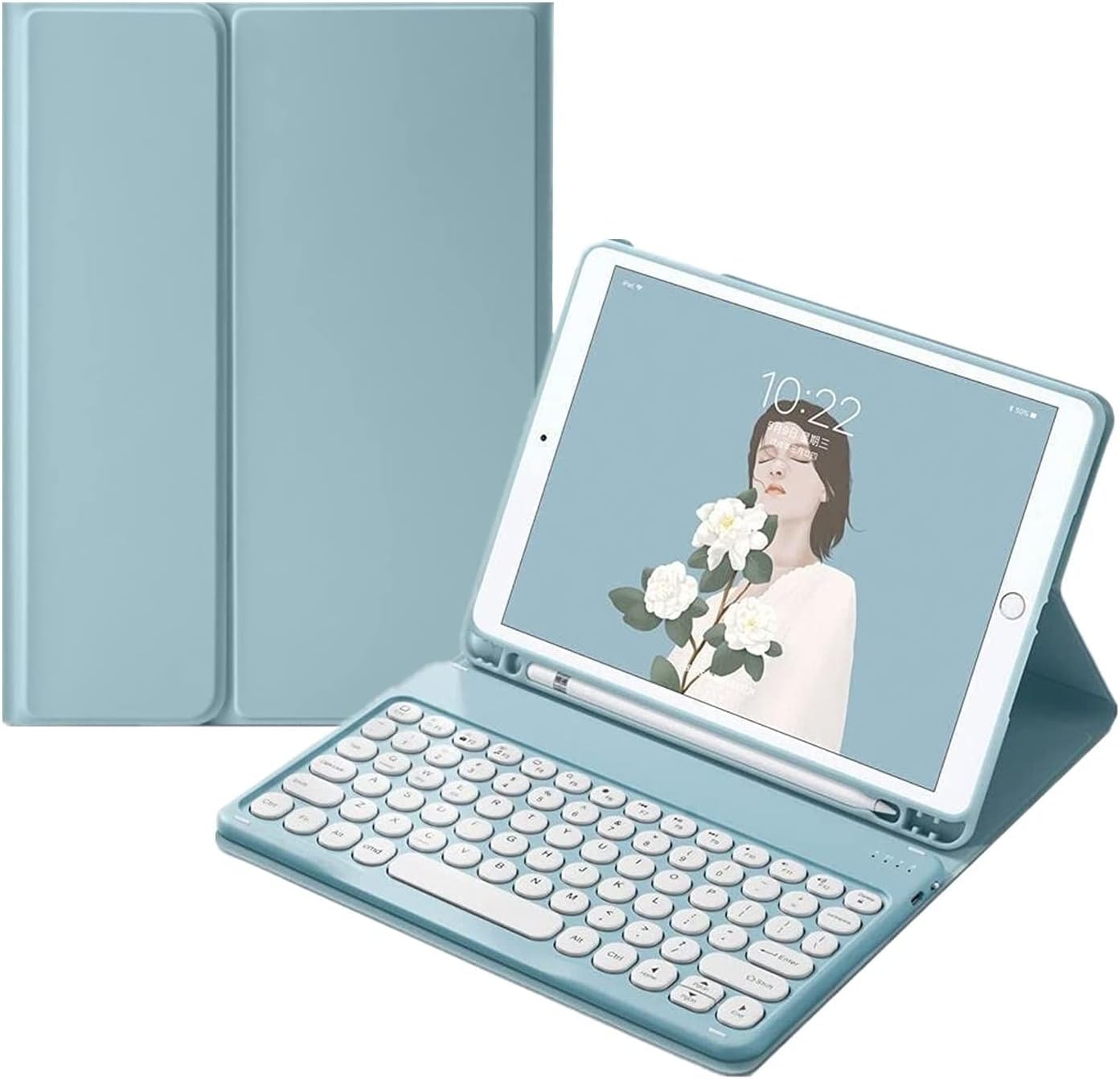 Funda para iPad Pro 12.9 202220212020 con teclado, compatible con iPad Pro de 12.9 pulgadas de 654 generación, teclas redondas, imán desmontable,