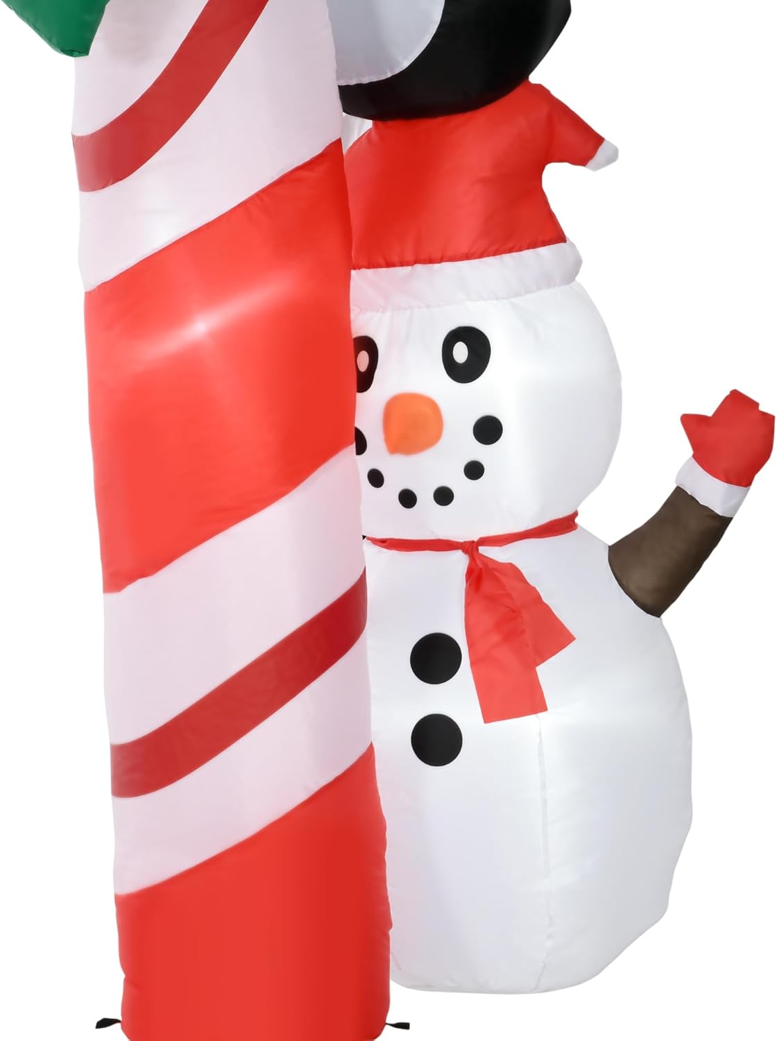 HOMCOM Inflables gigantes de Navidad de 10 pies para decoración al aire libre, arco con Papá Noel y pingüino, decoración de Navidad LED inflable