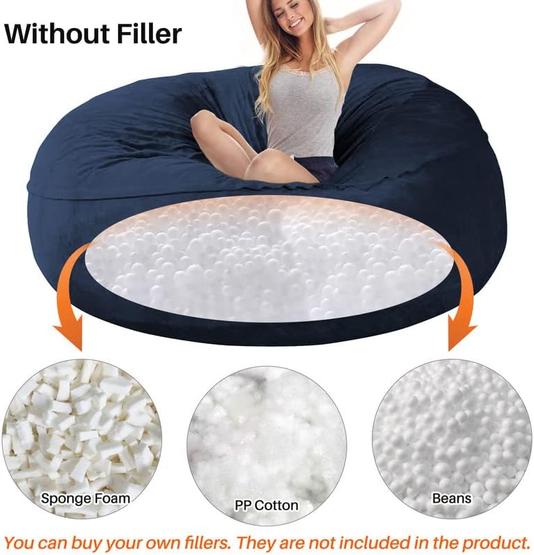 Funda para puf de gran tamaño para adultos, muebles de sala de estar, de microfibra suave y lavable, funda para silla de puf para niños, funda para