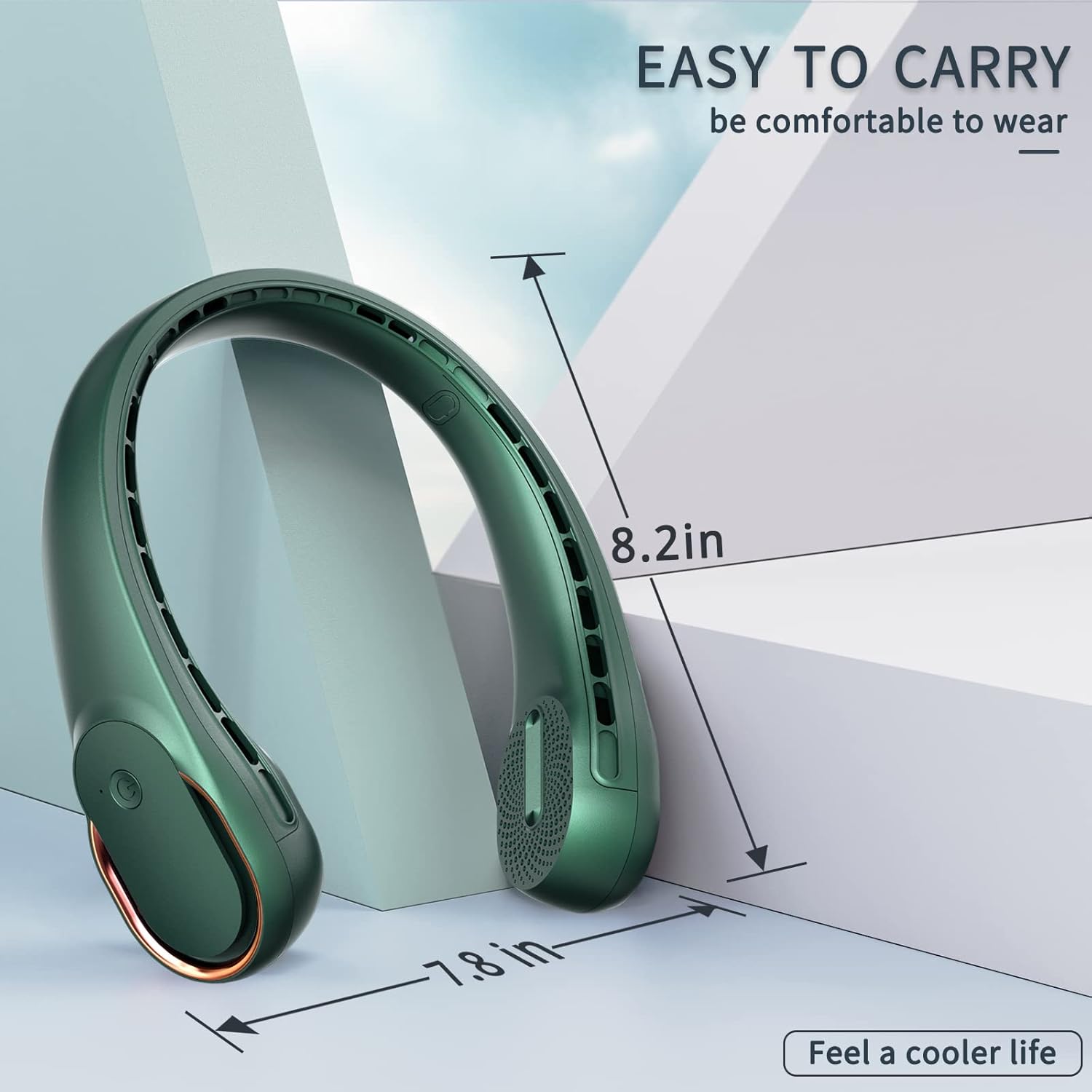 ASNUG Ventilador de cuello, portátil sin aspas, ventilador personal recargable por USB, ventilador de cuello a batería de 4000 mAh, 3 velocidades