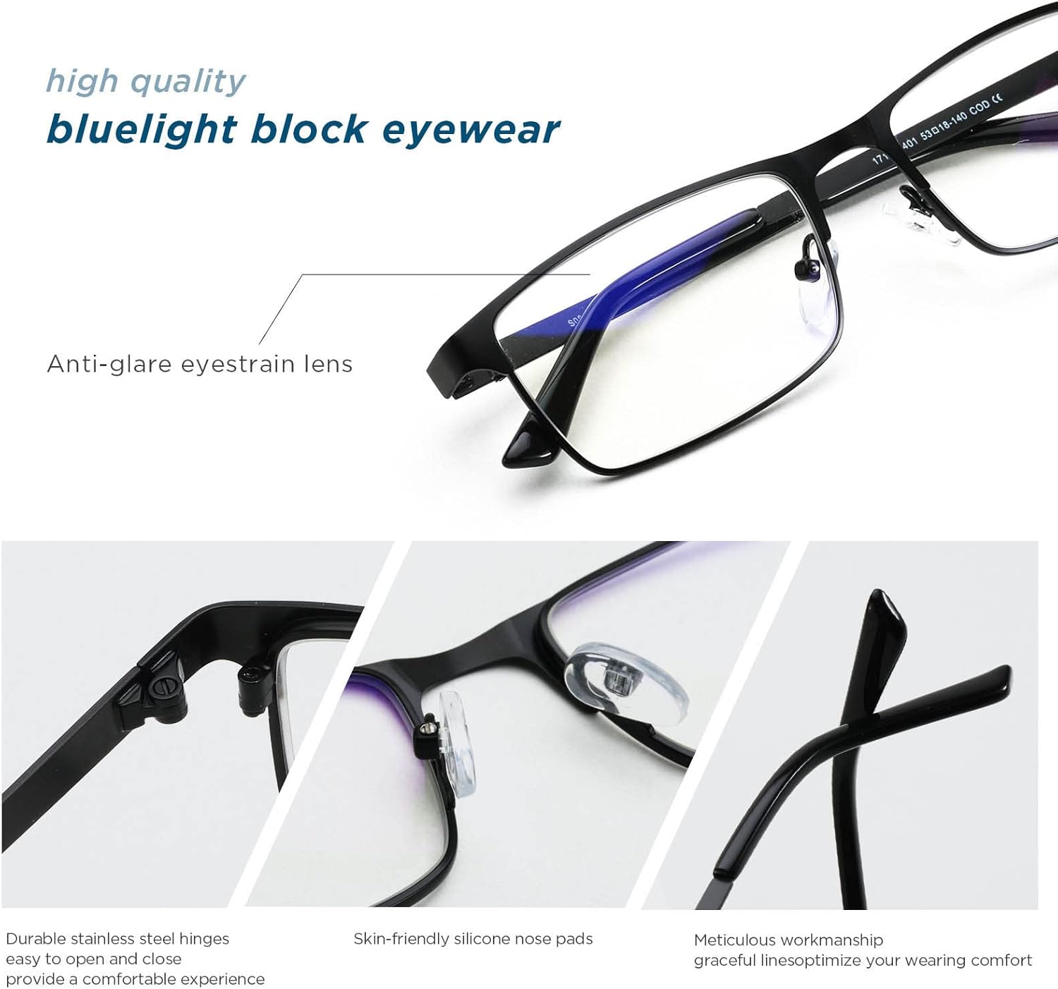JOO’RTI Blue Light Blocking Reading Glasses for Men, Metal Frame