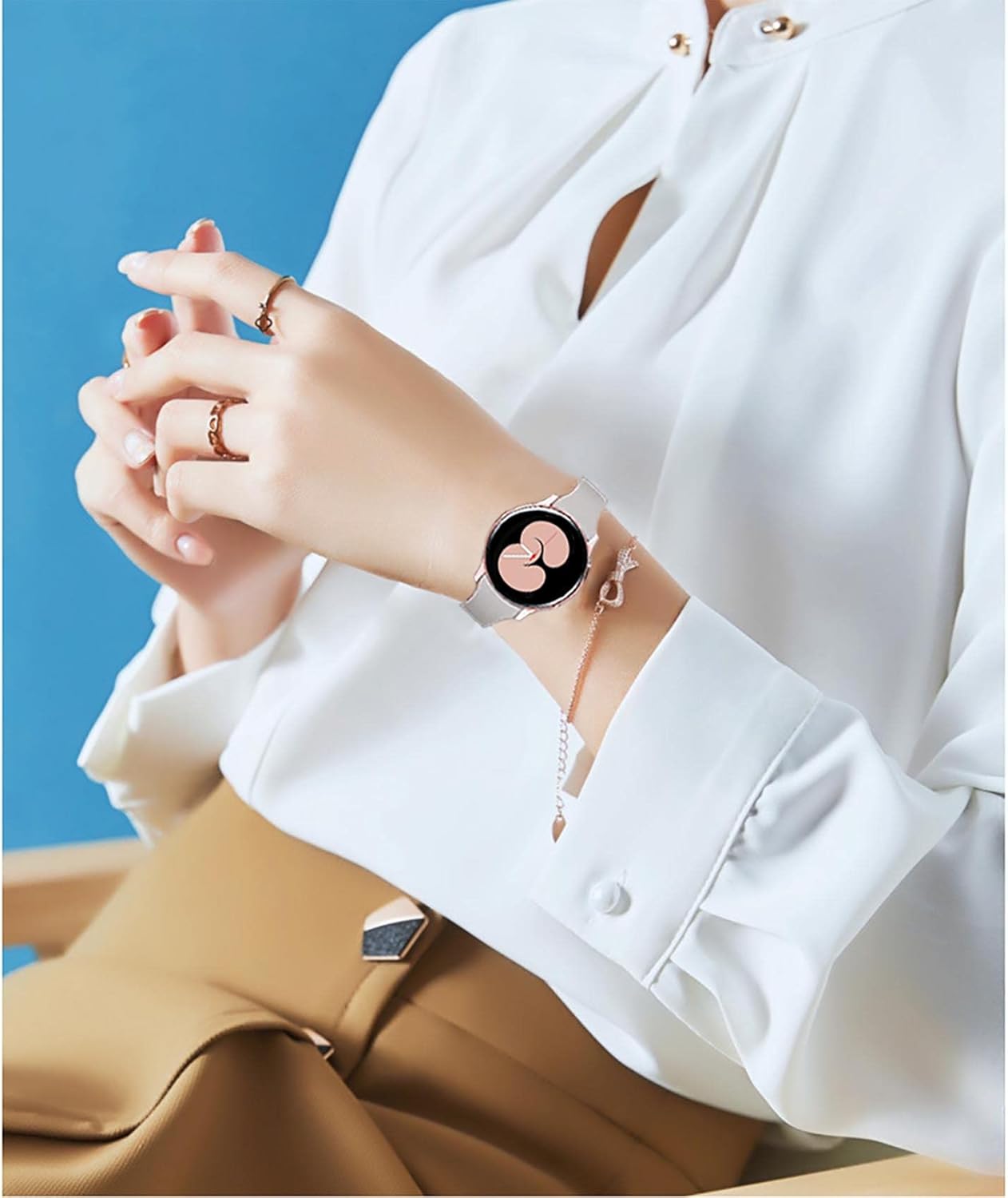 8 Pack Slim Band Compatible with Samsung Galaxy Watch 456 40mm 44mm, Active 2 40mm 44mm, Galaxy Watch 46 Classic, Galaxy Watch 5 Pro, 20mm Soft