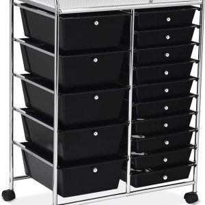 RELAX4LIFE Carritos de cajones de almacenamiento con 15 cajones, ruedas rodantes, semitransparentes, multiusos, móvil rodante, para escuela, RELAX4LIFE Carritos de cajones de almacenamiento con 15 cajones, ruedas rodantes, semitransparentes, multiusos, móvil rodante, para escuela,