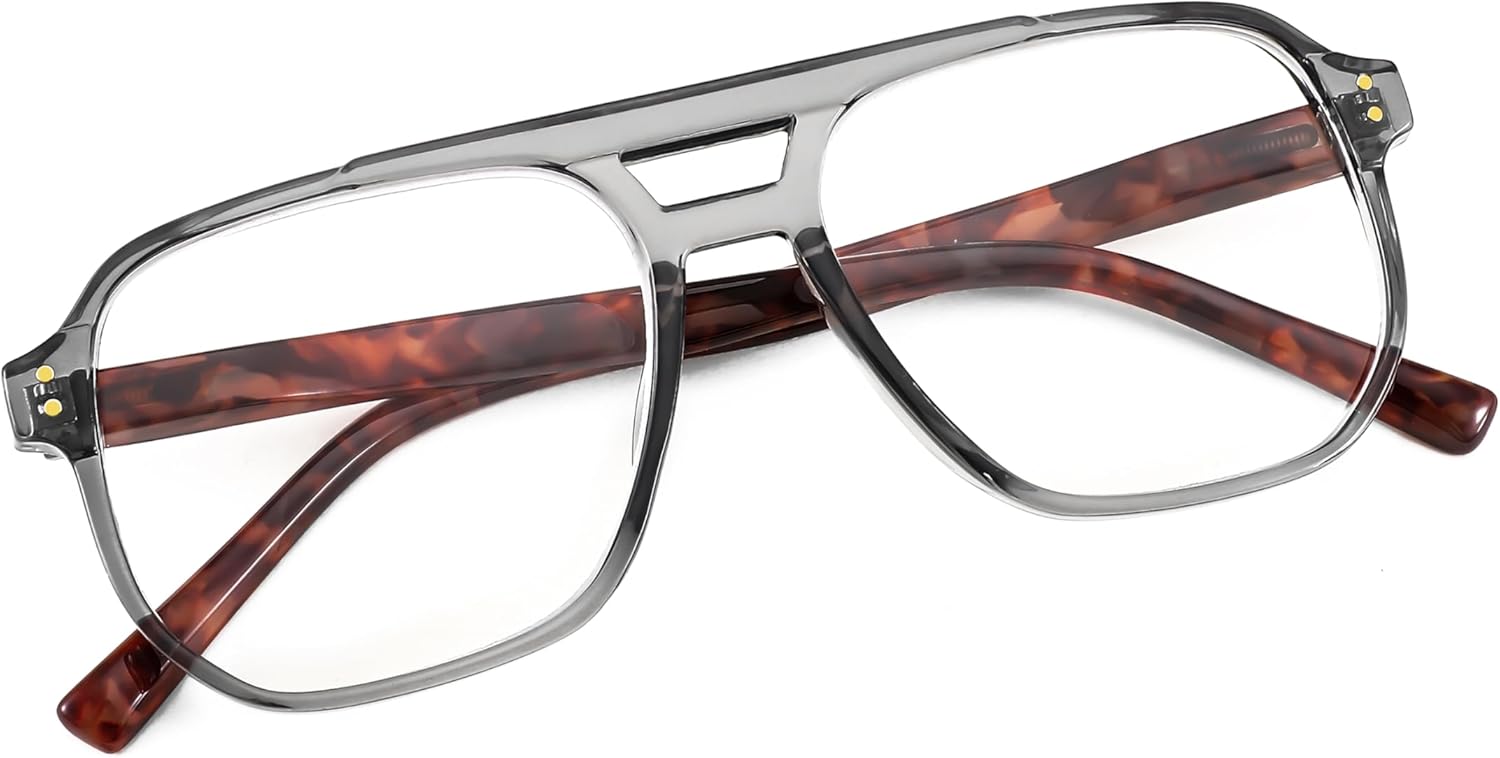 FEISEDY Retro Aviador Lectura Gafas Mujeres Hombres Azul Bloqueo Luz Lector Plástico Ligero Marco B0071