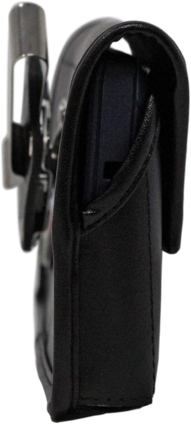 Turtleback Funda hecha para Note 20 Ultra compatible con OB Defender o fundas voluminosas, bolsa de cuero negro, horizontal resistente fabricada en