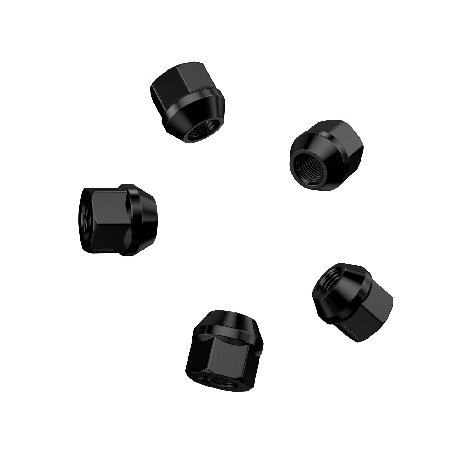20 tuercas negras de extremo abierto, tamaño métrico de rosca de 14 x 1.5 pulgadas, 0.81 pulgadas de longitud, asiento cónico cónico de bellota de