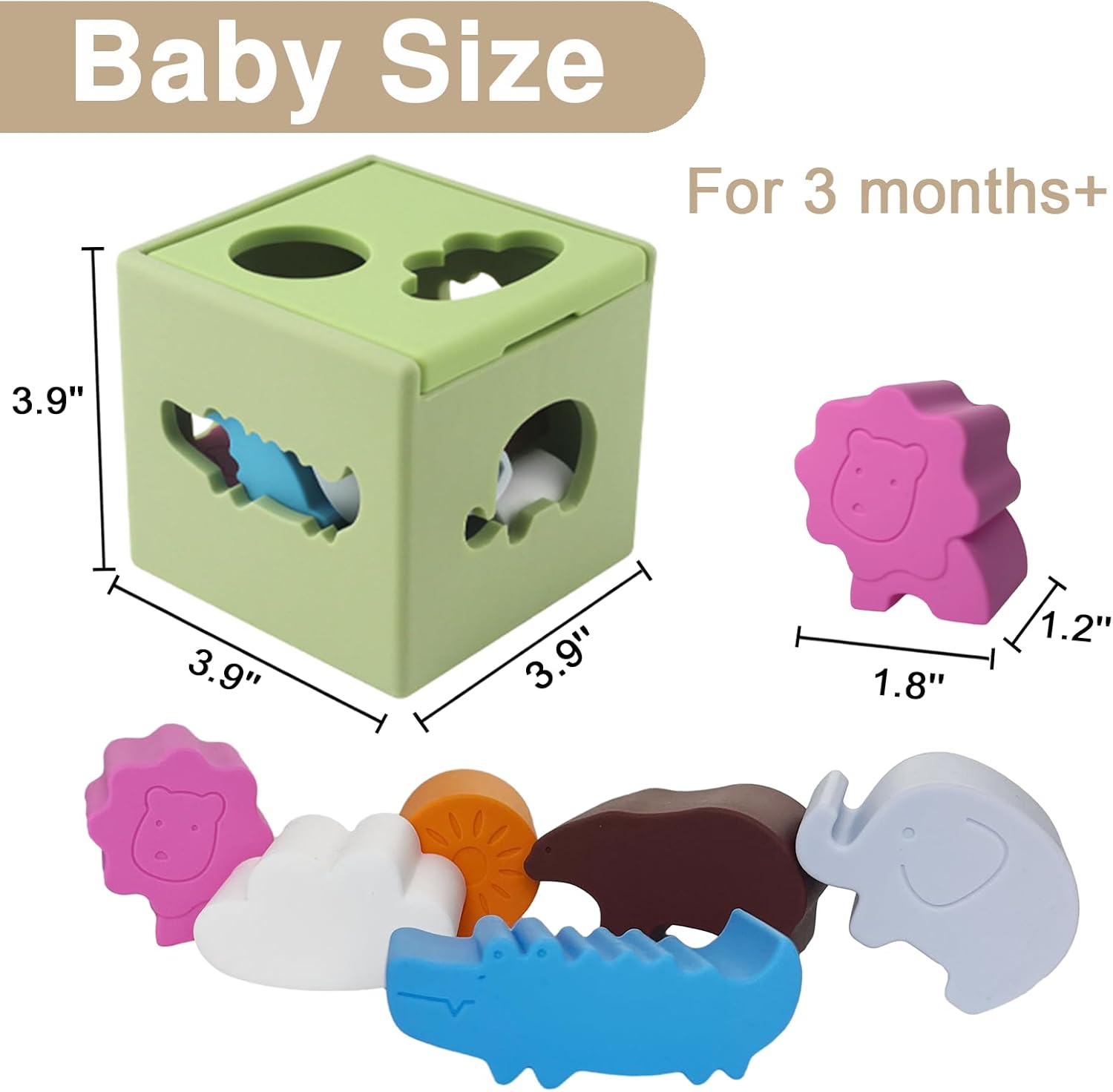 Juguetes clasificadores de formas de silicona, animales coloridos, sol, nube, juguetes de dentición para bebé, sin BPA, no tóxico, juguete para