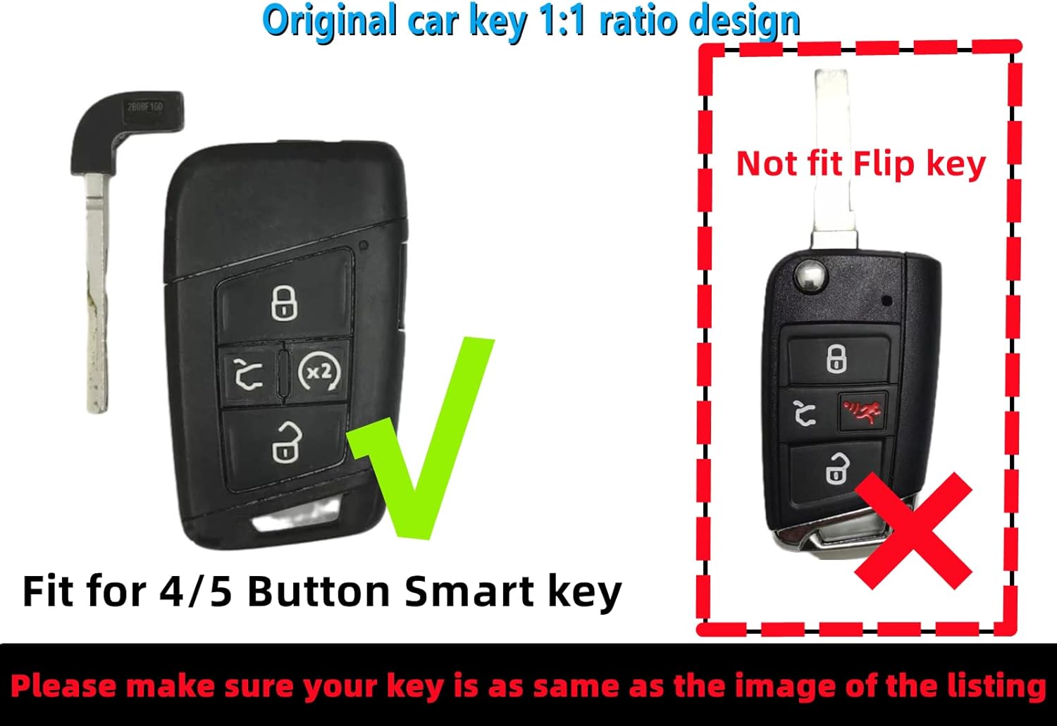 Funda para llavero de TPU compatible con Volkswagen Atlas Golf Alltrack Jetta Passat Tiguan Taos 2018-2023 (no para llaves con botones de