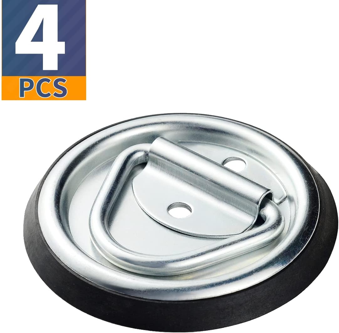 4 anclajes de amarre con anillo en D, ganchos de amarre resistentes de 4 pulgadas, montaje en superficie empotrada para remolques, camiones, soporte