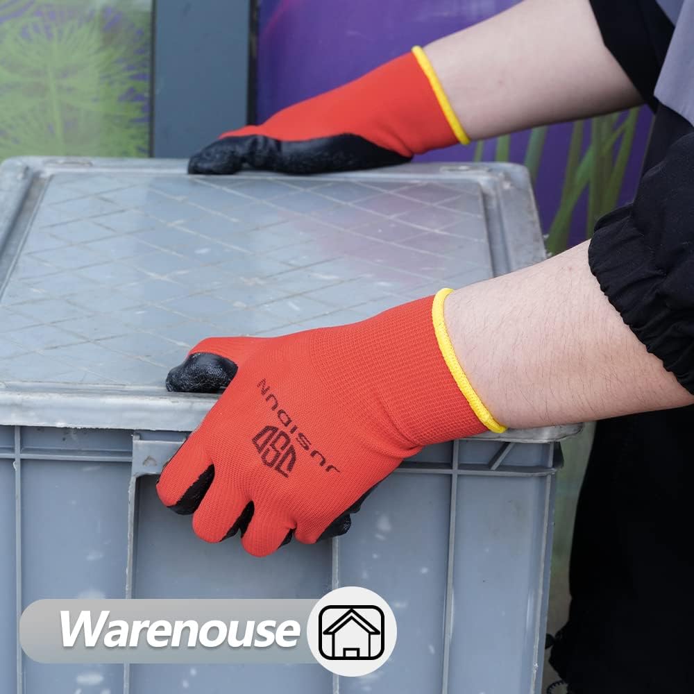 Guantes de trabajo de seguridad para hombres y mujeres, multiusos, construcción, almacén, jardinería, ensamblaje, paisajismo, paquete de 12 pares