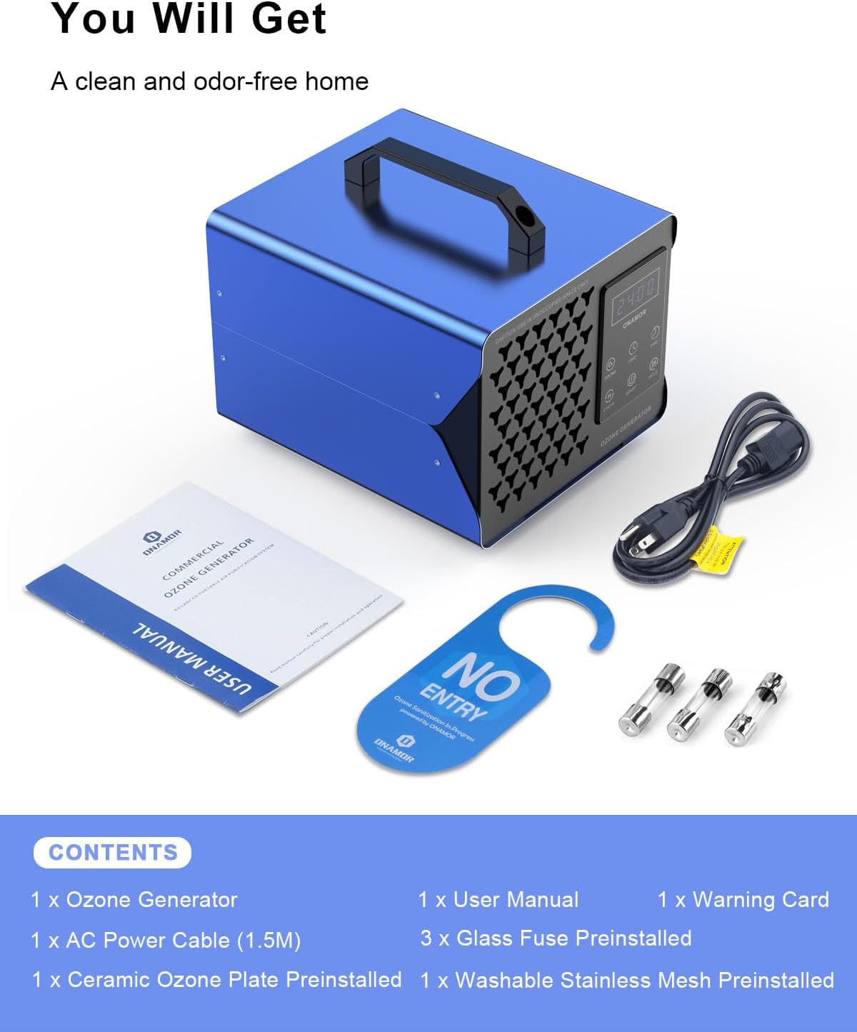 Generador digital de ozono eliminador de olores de 30000 mgh, eliminación de olores de máquina de ozono de alta capacidad, eliminador de olores de