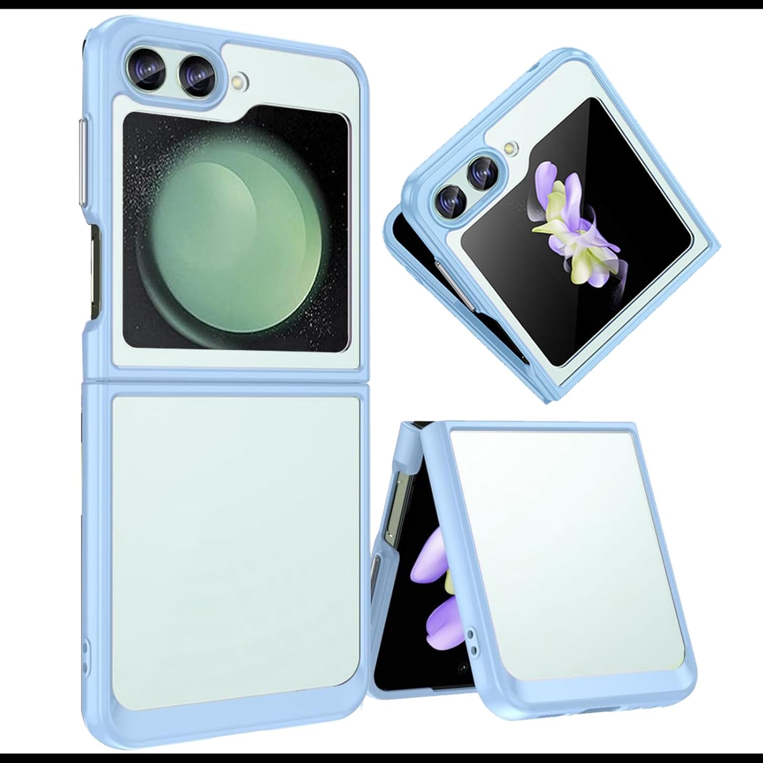 Osophter Para Samsung Galaxy Z-Flip-5 Caso Transparente Transparente Unisex Mujeres Hombres Back Protector Teléfono Celular Cubierta (HD-Azul)