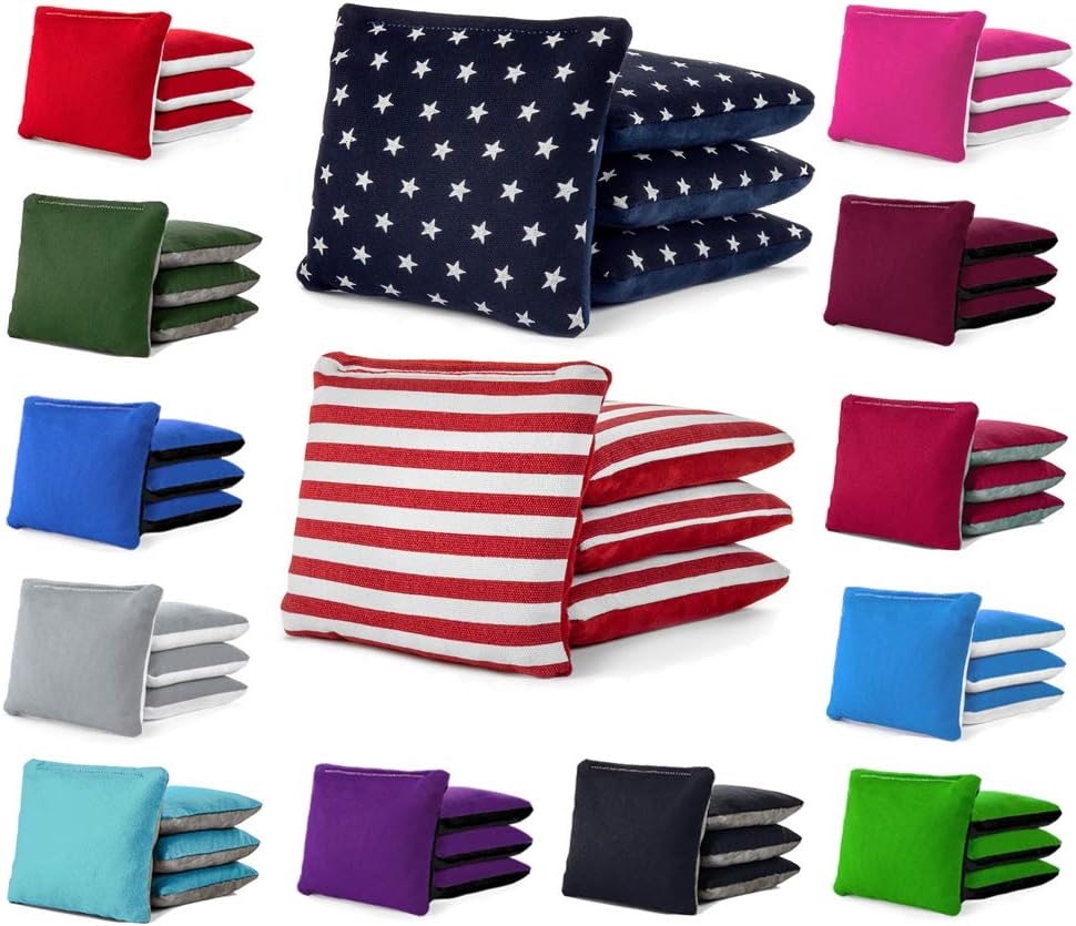 Tailgating Pros Juego de bolsas, saquitos Pro-Style, de doble cara, suave y adherente, con relleno de resina, de gamuza y lona de pato, juego de 8 a