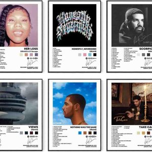DIDIDO Drake – Póster impreso limitado para portada de álbum, póster de música de rapero, lienzo de arte de pared, juego de 6 para decoración de DIDIDO Drake – Póster impreso limitado para portada de álbum, póster de música de rapero, lienzo de arte de pared, juego de 6 para decoración de