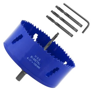 LANIAKEA Sierra de agujero de 4-14 pulgadas con eje resistente, profundidad de corte de 1.496in, 4.252in, cortador de agujeros anulares bi-metal HSS LANIAKEA Sierra de agujero de 4-14 pulgadas con eje resistente, profundidad de corte de 1.496in, 4.252in, cortador de agujeros anulares bi-metal HSS