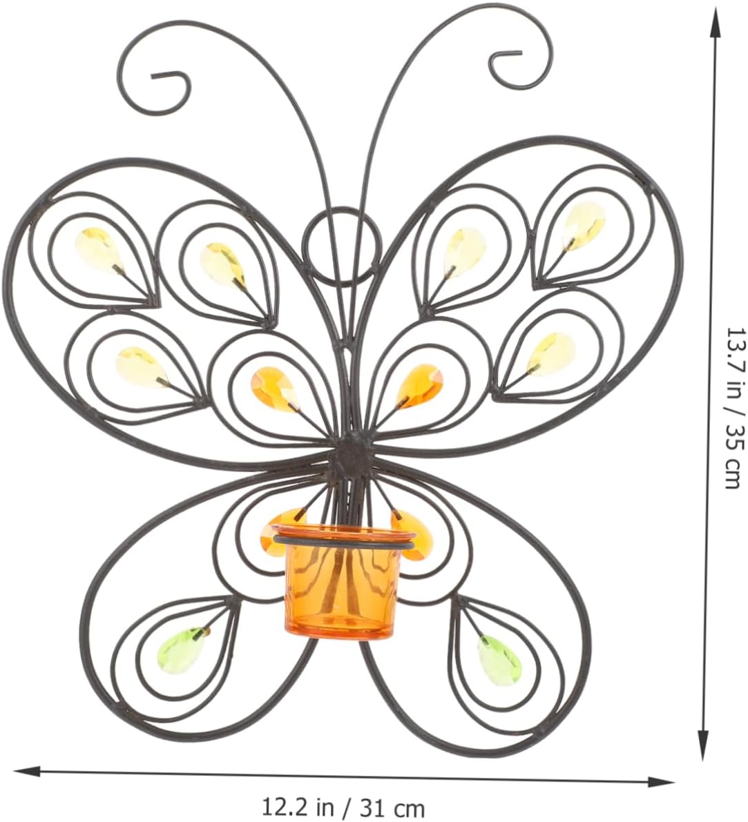 VOSAREA Candelabro de pared de mariposa, candelabro colgante de pared, candelabro de pared, candelita de metal, candelita de metal, lámpara de