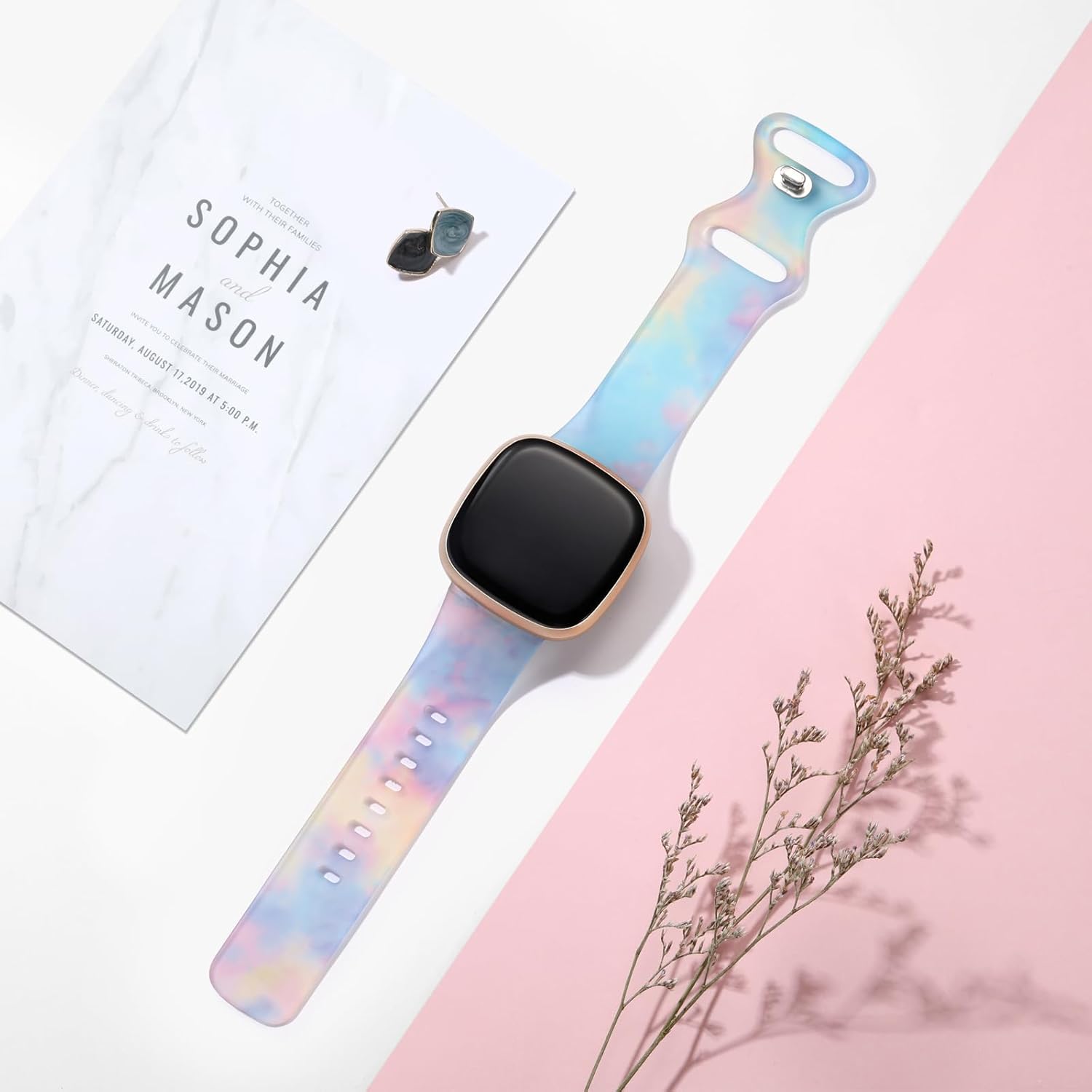 GEAK Correa transparente compatible con Fitbit Versa 3 BandasFitbit Versa 4 BandsFitbit SenseSense 2 Bandas para mujeres y hombres, elegante patrón