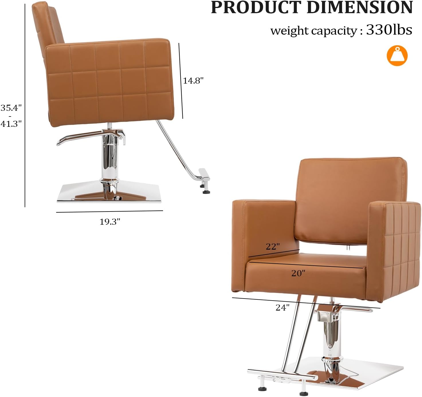 Silla de peluquería para estilista de peluquería de asiento ancho, silla de peluquería hidráulica con reposapiés de acero inoxidable, silla de