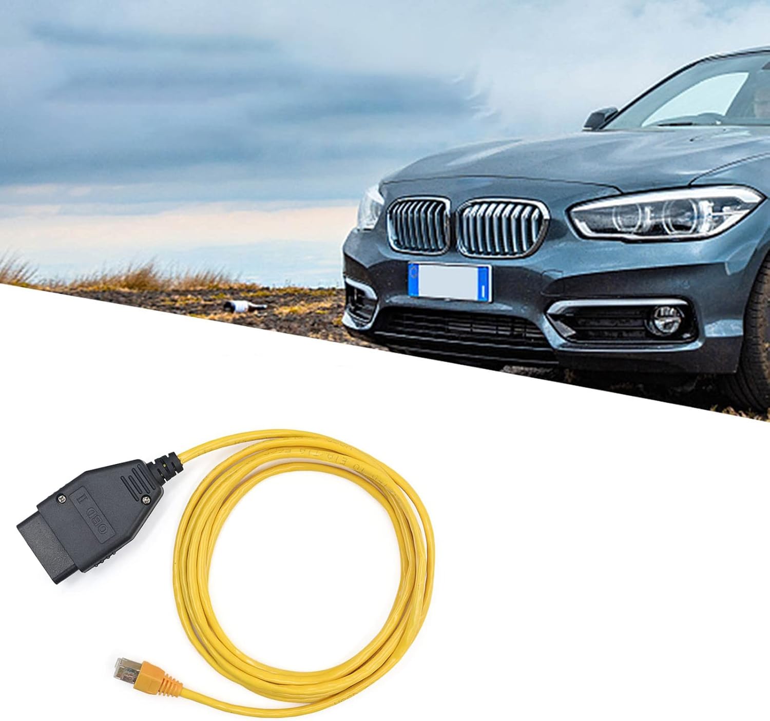 Alchiauto Ethernet Enet OBD OBDii Rj45 ENET obd2 Cable para interfaz 2M Compatible F-Series para B-M-W i-sta