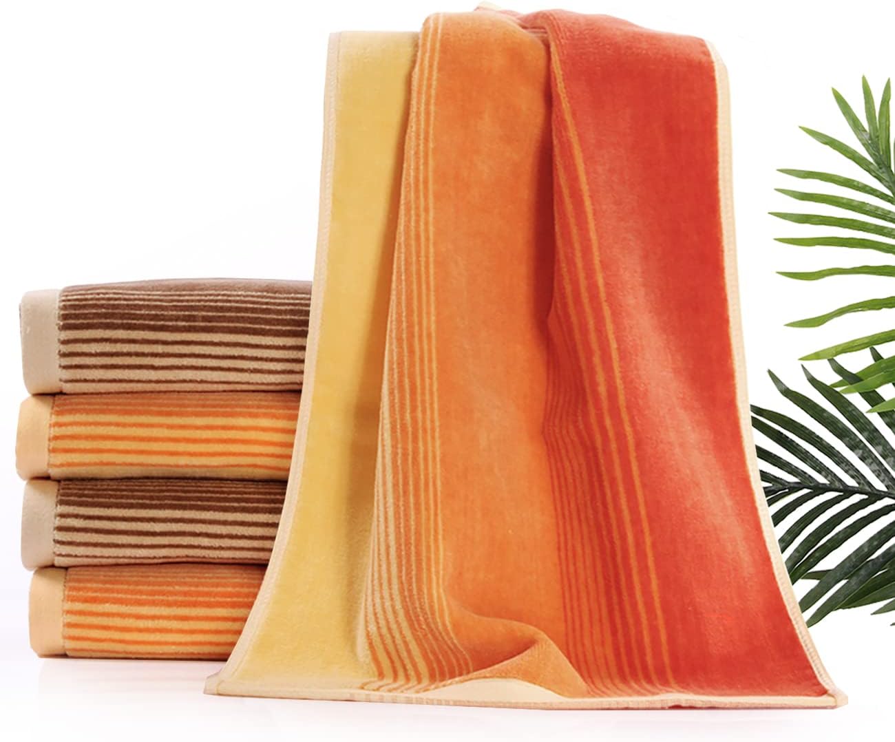 Pidada Juego de 4 toallas de mano con patrón de rayas, 100% algodón, suaves toallas decorativas para baño, 13.8 x 29.5 pulgadas (naranja)