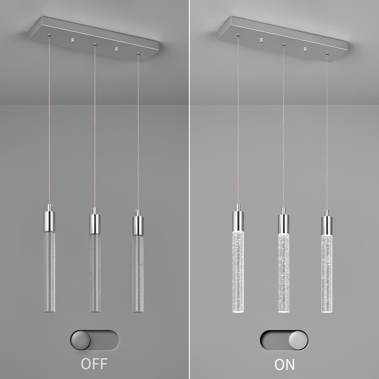 Iluminación moderna para isla de cocina, lámpara colgante de isla de cocina, regulable, LED, cromada, mini iluminación colgante, comedor, sala de