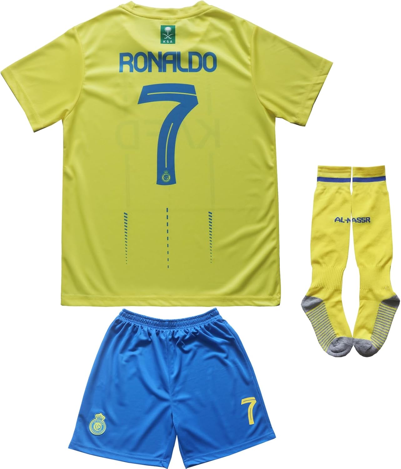 NASSR Riyadh Al RONALDO #7 – Juego de calcetines de fútbol americano para niños 20232024, tallas juveniles