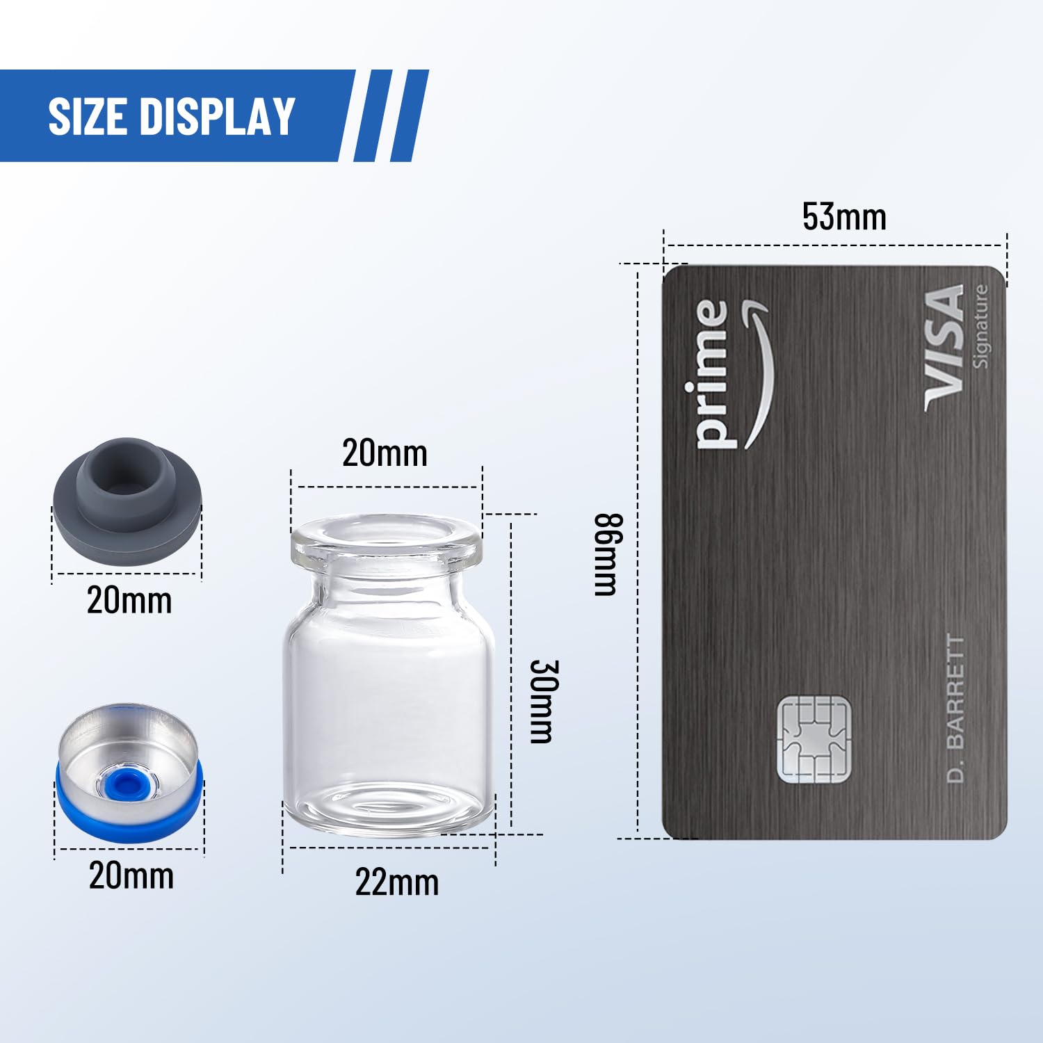 Paquete de 100 viales de vidrio de 0.1 fl oz, viales de vidrio transparente con tapas abatibles de plástico y aluminio y tapones de goma, vial de