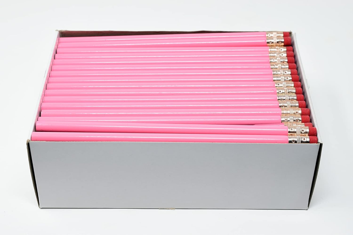Pencil Guy Lápices redondos en blanco rosa 144 a una caja