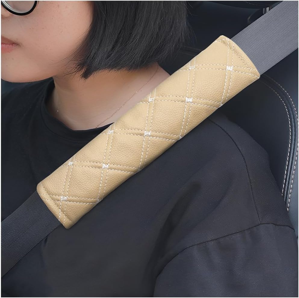 AICEL 2 fundas para cinturón de seguridad de automóvil, fundas de piel sintética para cinturón de seguridad, protector de hombro suave y