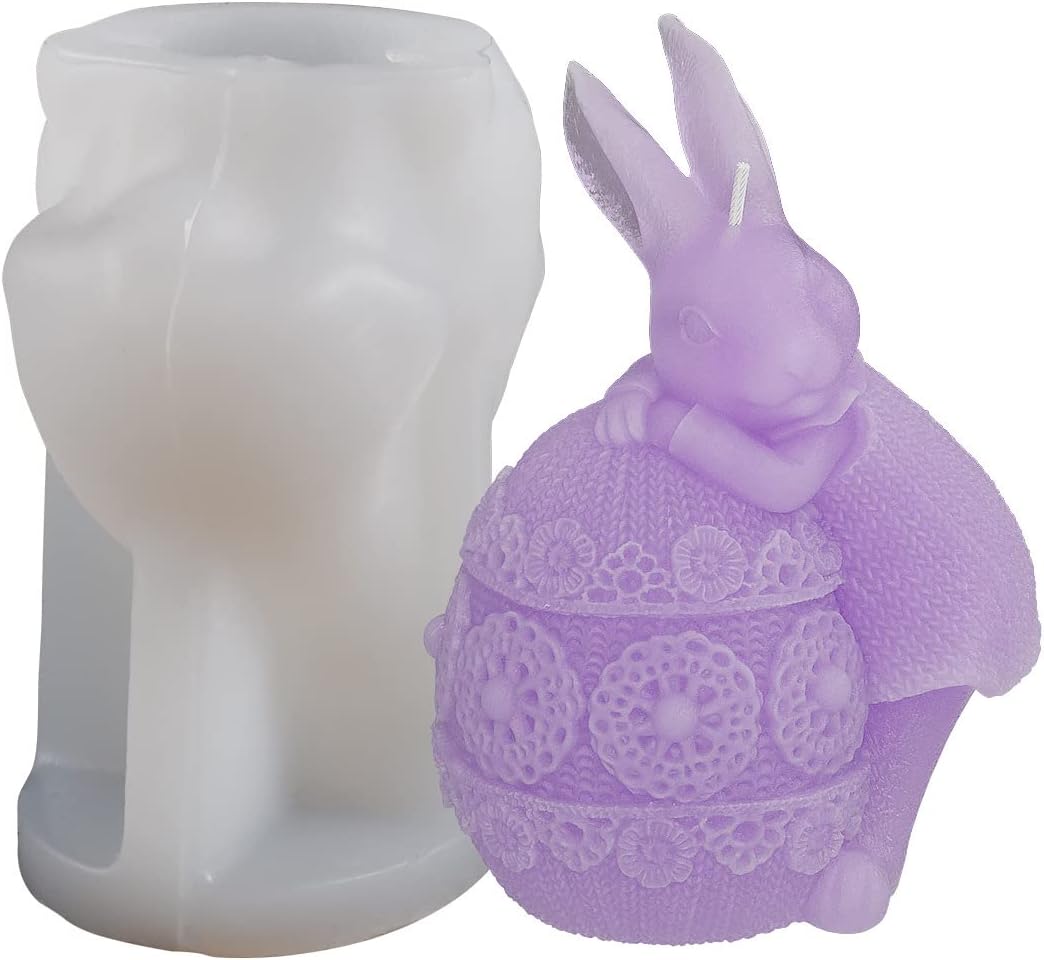 Molde de resina de conejo, molde de vela de conejo, molde de huevo de conejo, molde de animal, molde de fundición de resina de conejo, molde de