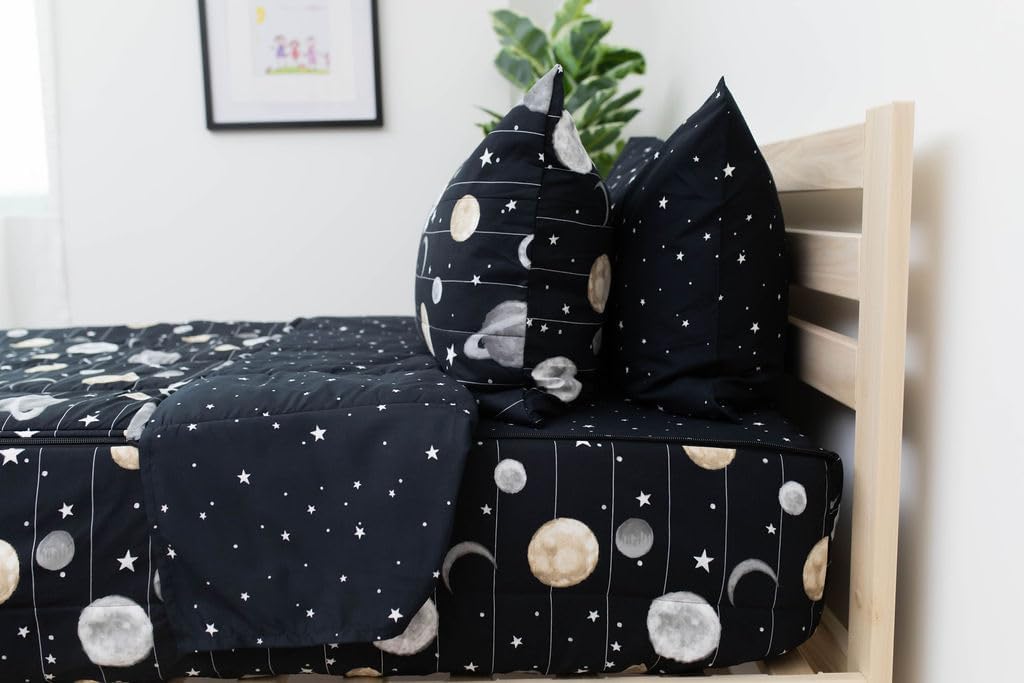 Beddy’s Nod & Winks – Juego de ropa de cama con cremallera individual para niños, juego de funda de colchón, sábanas y edredón con cremallera fácil,