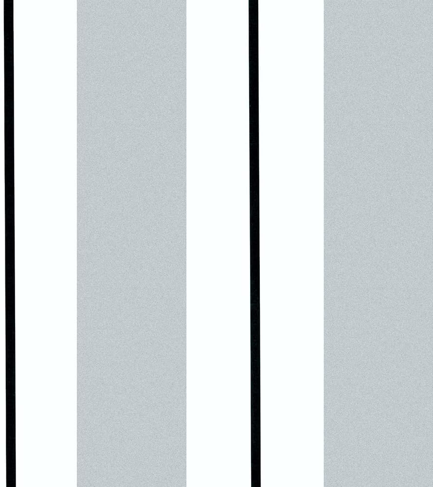 Y13403 – Papel pintado a rayas para despegar y pegar, color plateado, blanconegro, 17.7 pulgadas x 9.8 pies, película de vinilo autoadhesiva