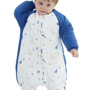 Happy Cherry Manta para bebé, saco de dormir de algodón grueso de invierno con piernas cálido y cómodo mono para dormir Happy Cherry Manta para bebé, saco de dormir de algodón grueso de invierno con piernas cálido y cómodo mono para dormir