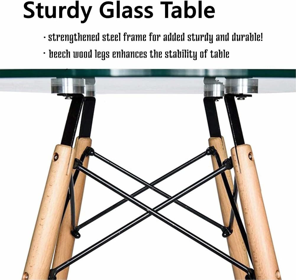 Mesa redonda de cristal para cocina, mesa de comedor de cristal, estilo moderno, mesa de centro redonda de ocio, escritorio de oficina con patas de