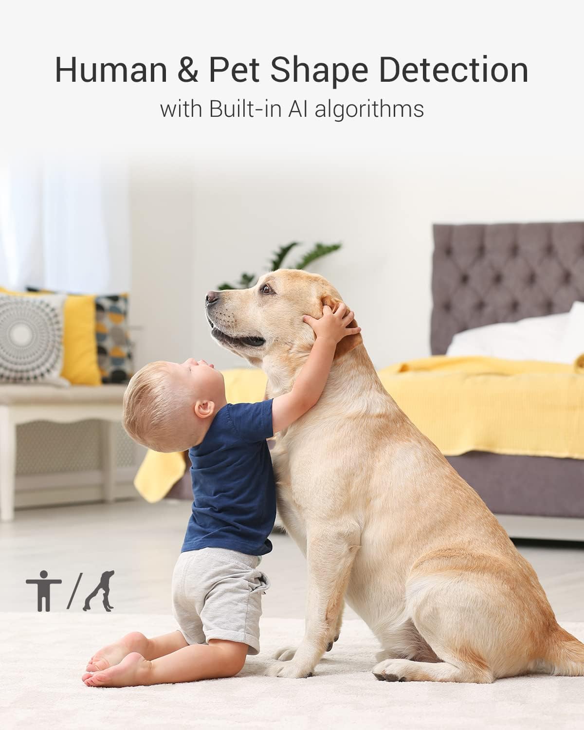 EZVIZ Cámara interior de 4 MP, monitor de mascotas panorámicainclinable con detección de humanos y mascotas AI, detección de actividad de voz,
