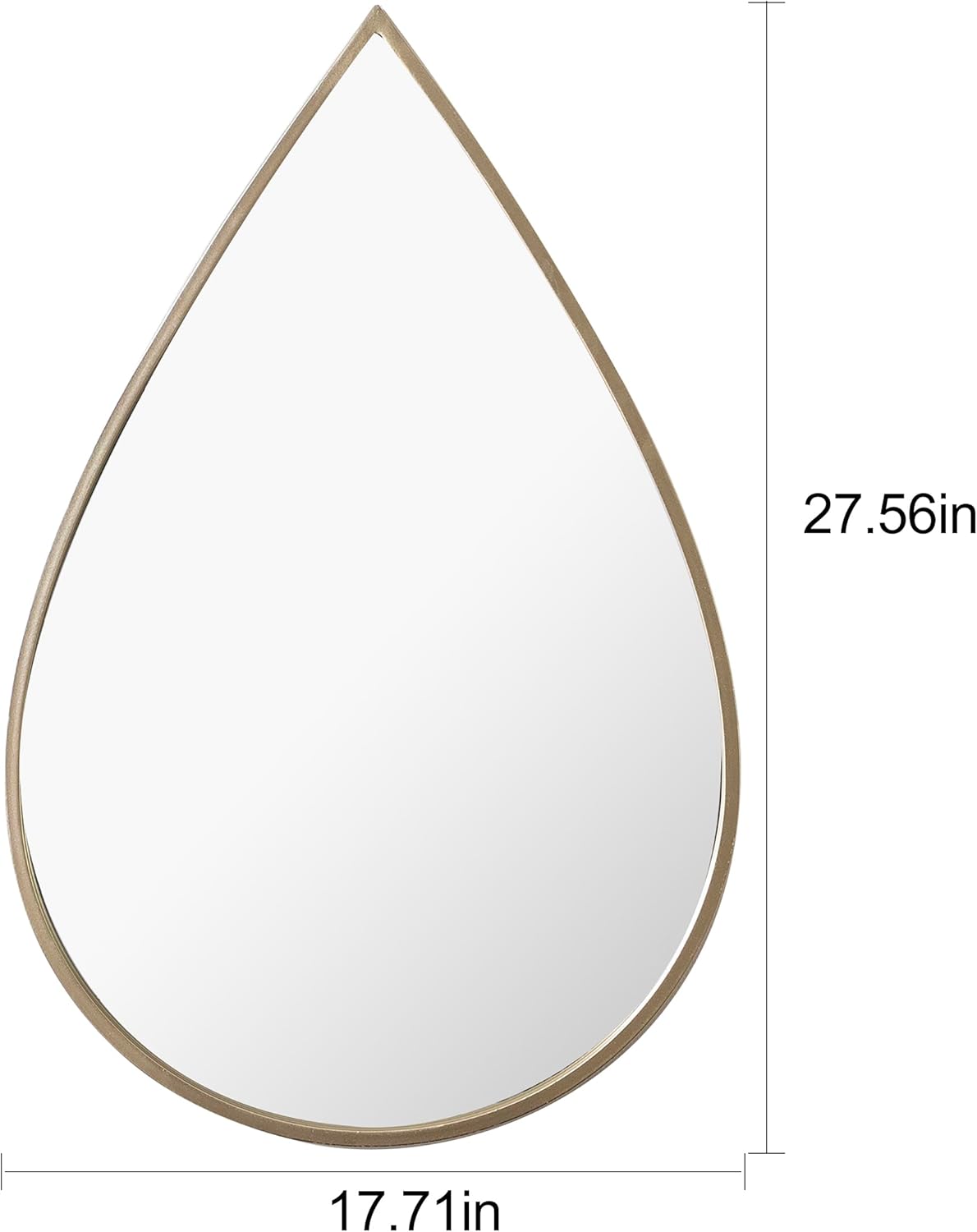 Espejo de pared dorado con forma de lágrima, decoración de pared para baño, sala de estar, dormitorio, pasillo, tocador