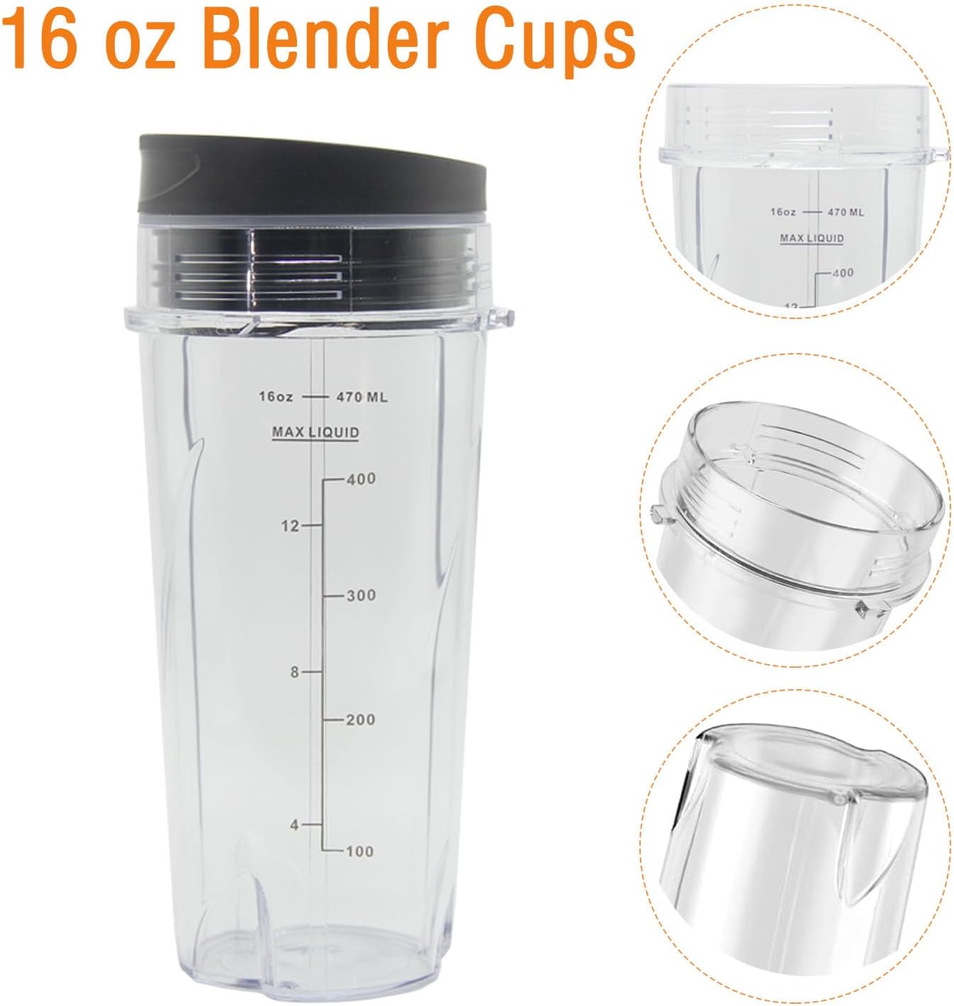 Taza de una sola porción de 16 onzas para licuadora profesional Ninja BL770 BL780 BL660, piezas de repuesto para licuadoras Ninja All Pro de 4